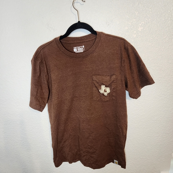 Carhartt Other - Carhartt Relaxed Fit size S Brown Pocket T-Shirt with Texas Patch